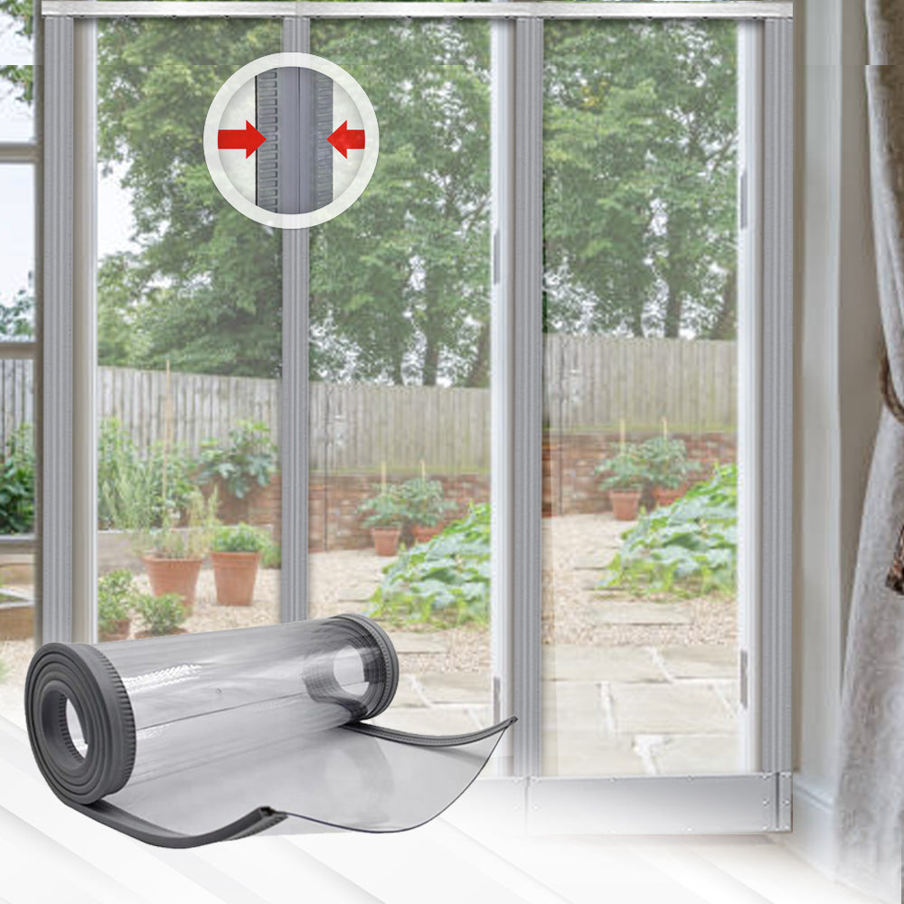 Acepunch Transparent Insulated Outdoor Curtain Strip - Magnetic Thermal Door Cover AP1281