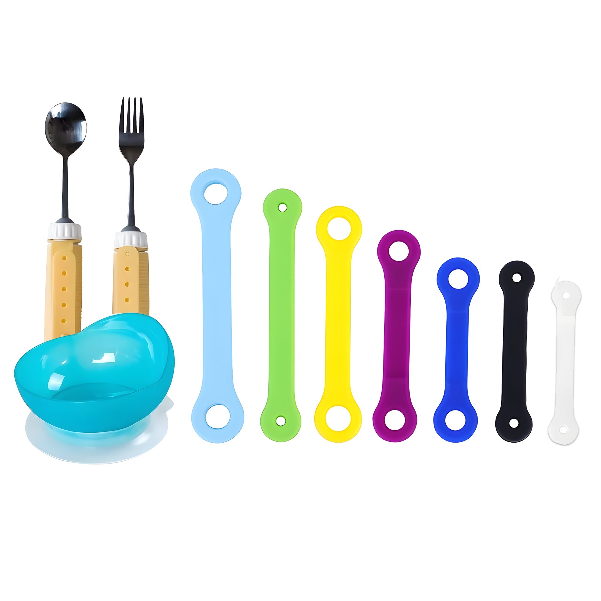 Adaptive Silicone Universal Cuff with Anti-shake Spoon and Fork Eating Aids Set - MO30021