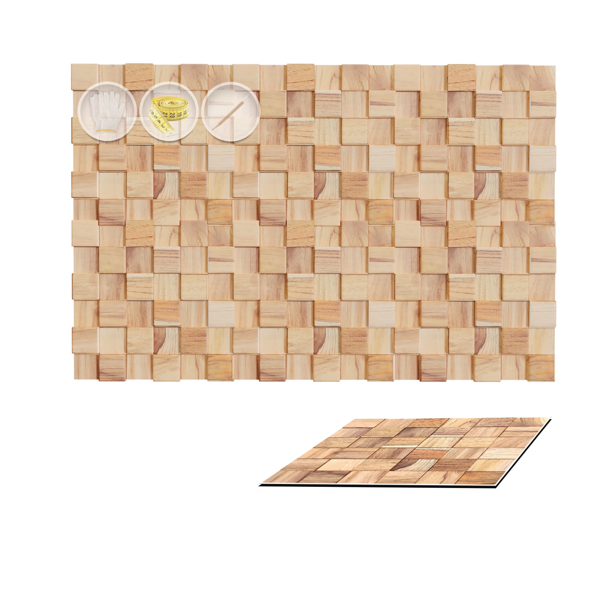 Acepunch Trendy Lumber Yellow Mosaic Wall Decoration 30 x 30cm (12 x 12in)-AP1364