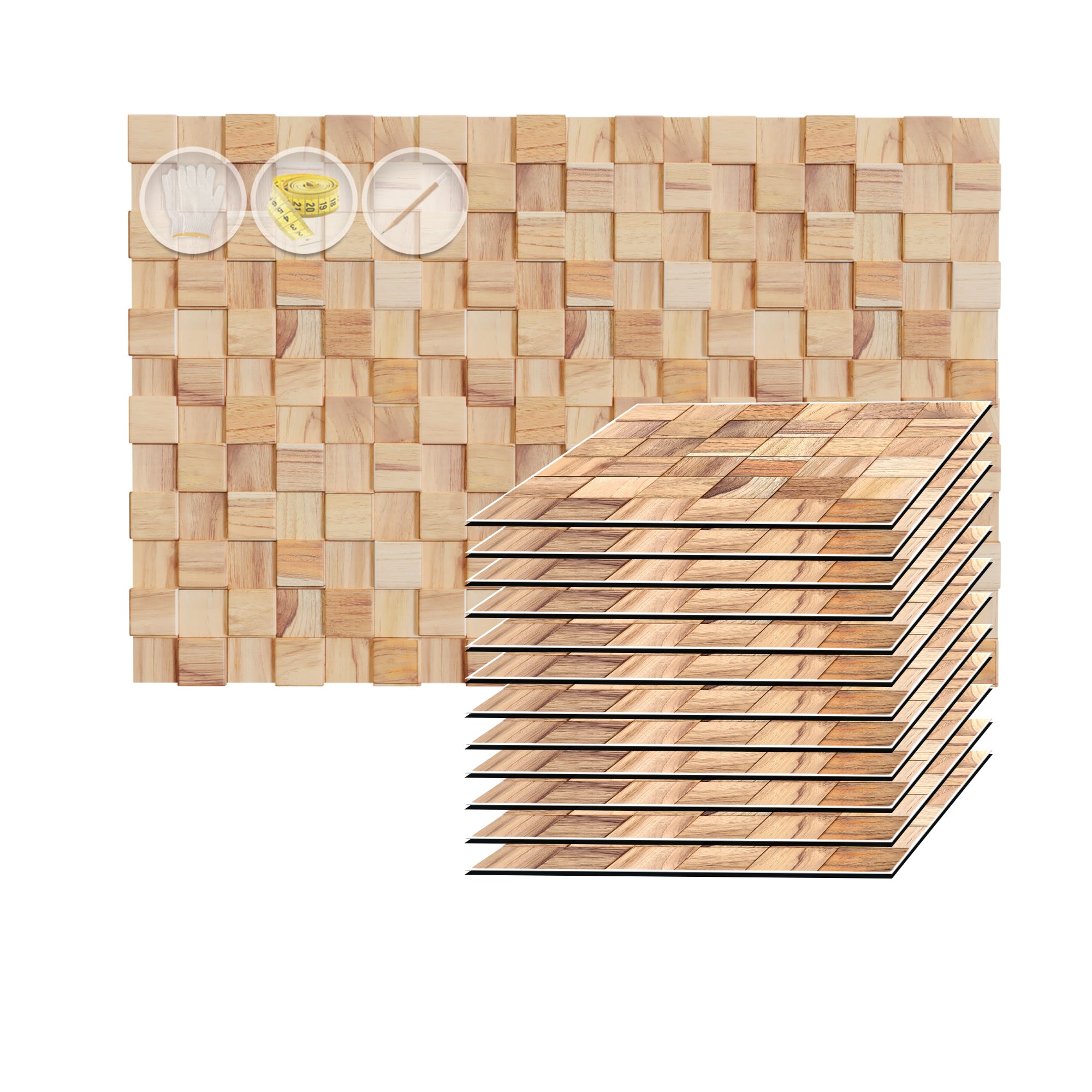 Acepunch Trendy Lumber Yellow Mosaic Wall Decoration 30 x 30cm (12 x 12in)-AP1364