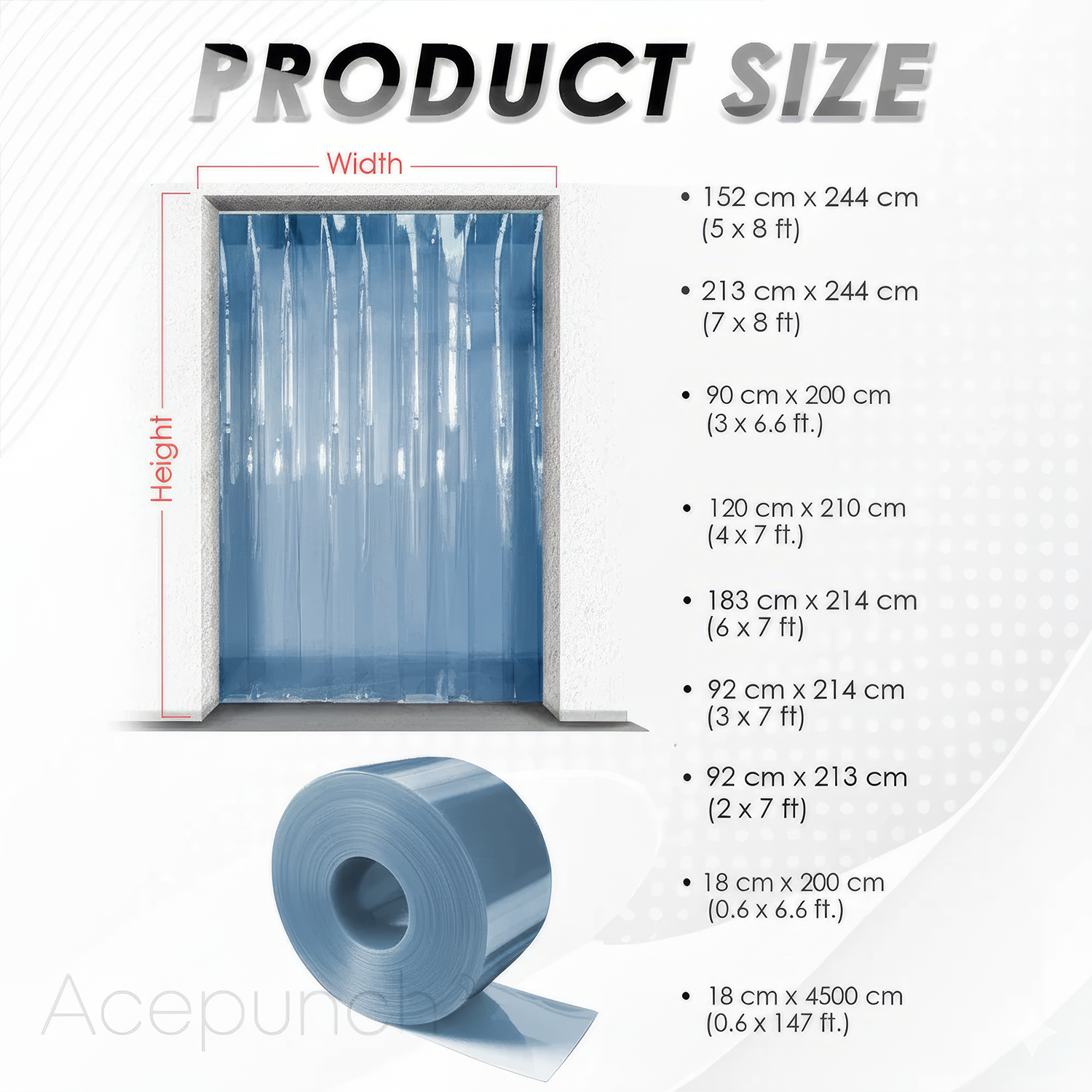 Acepunch 1mm Thick PVC Plastic Strip Curtain AP1173 AP1181