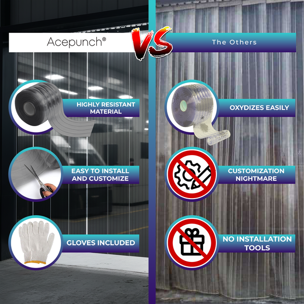 Acepunch 1mm Thick Ribbed PVC Plastic Strip Curtain AP1474 - Black