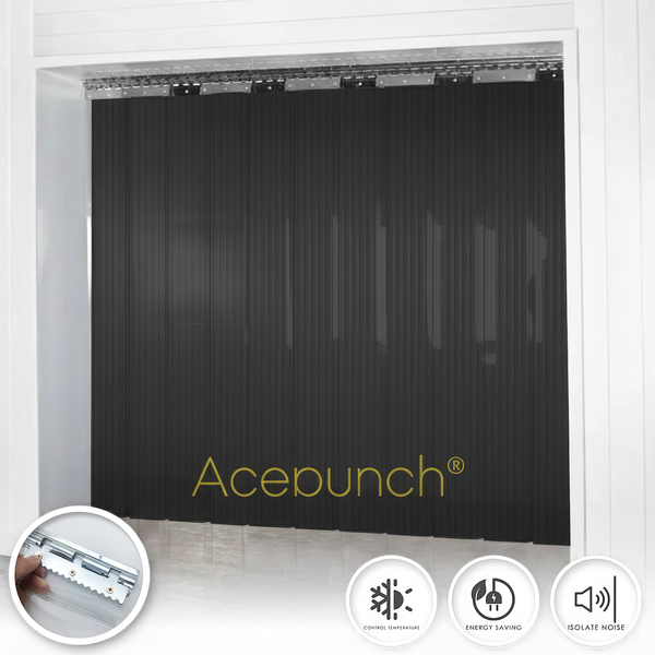 Acepunch 1mm Thick Ribbed PVC Plastic Strip Curtain AP1474 - Black
