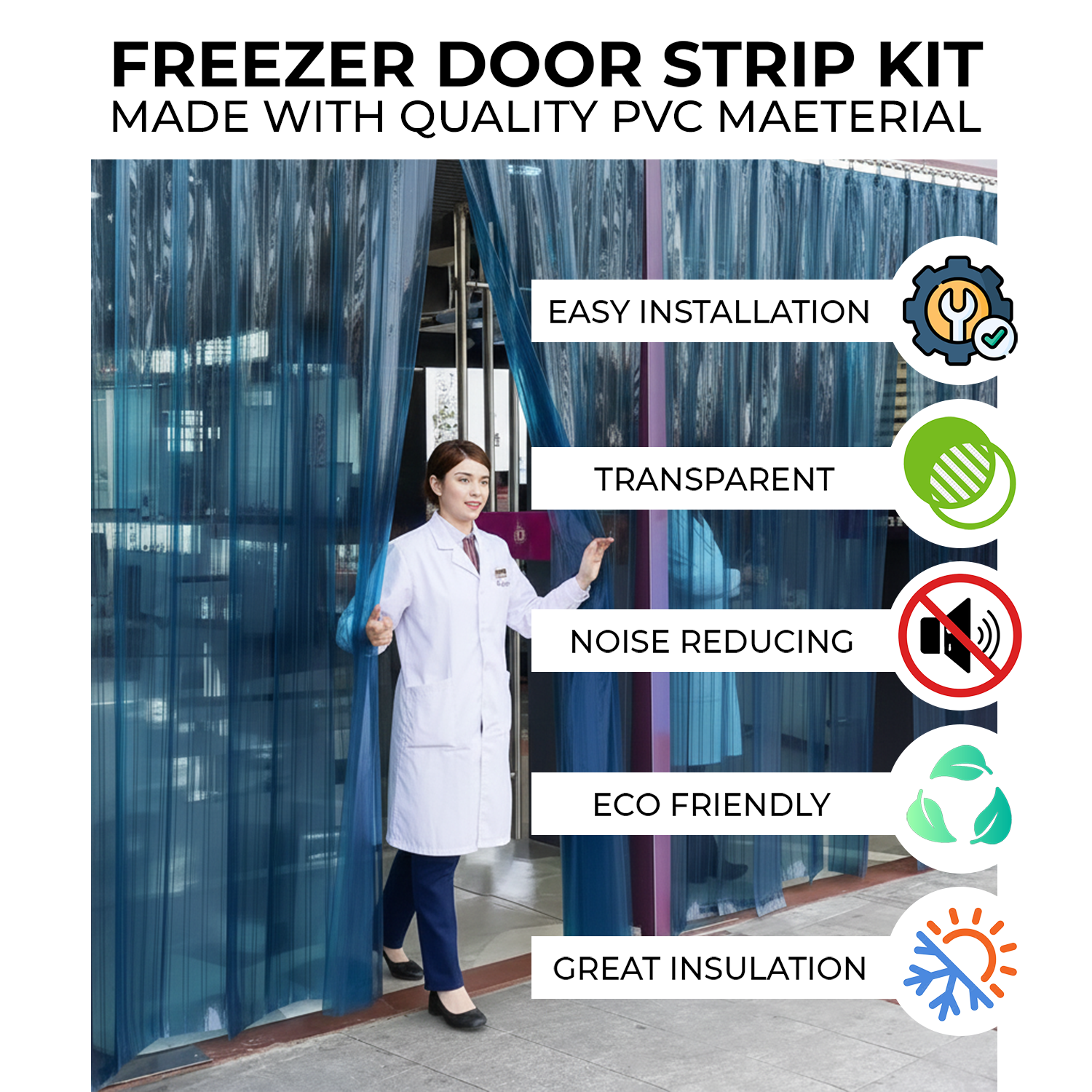 Acepunch 1mm Thick Ribbed PVC Plastic Strip Curtain AP1474 - Blue