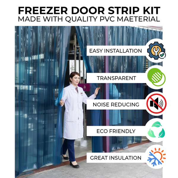 Acepunch 1mm Thick Ribbed PVC Plastic Strip Curtain AP1474 - Blue