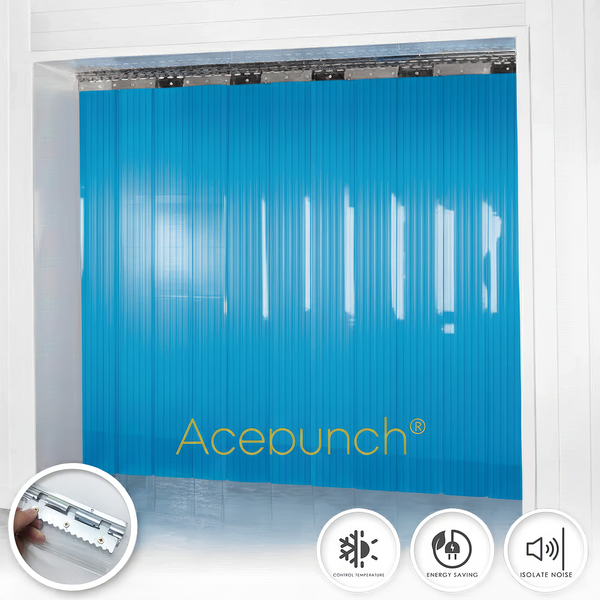 Acepunch 1mm Thick Ribbed PVC Plastic Strip Curtain AP1474 - Blue