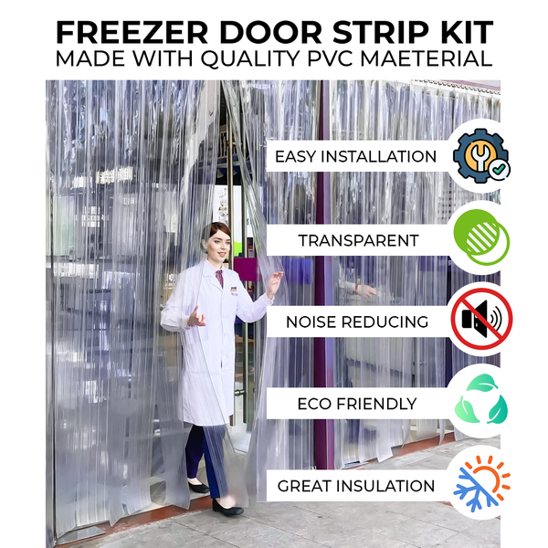 Acepunch 1mm Thick Ribbed PVC Plastic Strip Curtain AP1474 - Clear