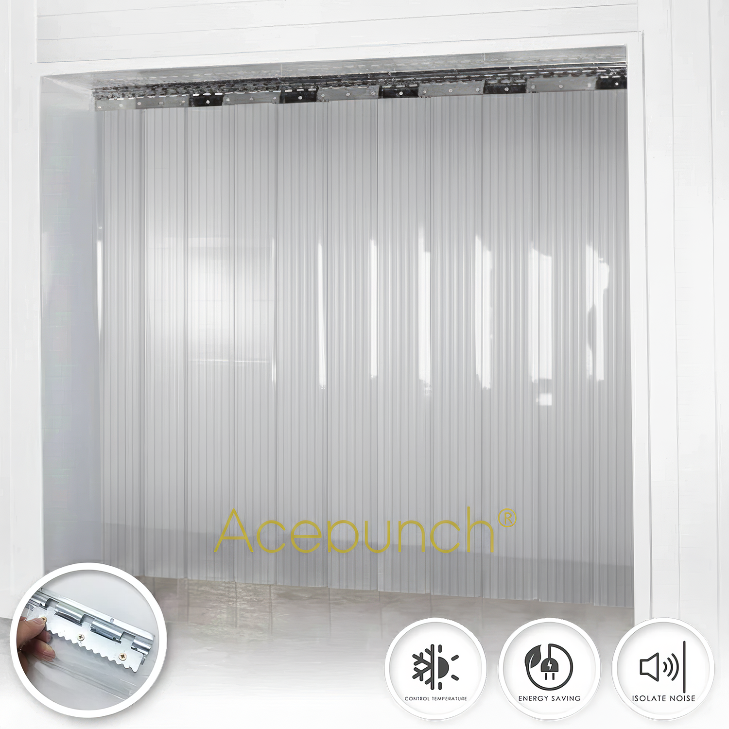 Acepunch 1mm Thick Ribbed PVC Plastic Strip Curtain AP1474 - Clear