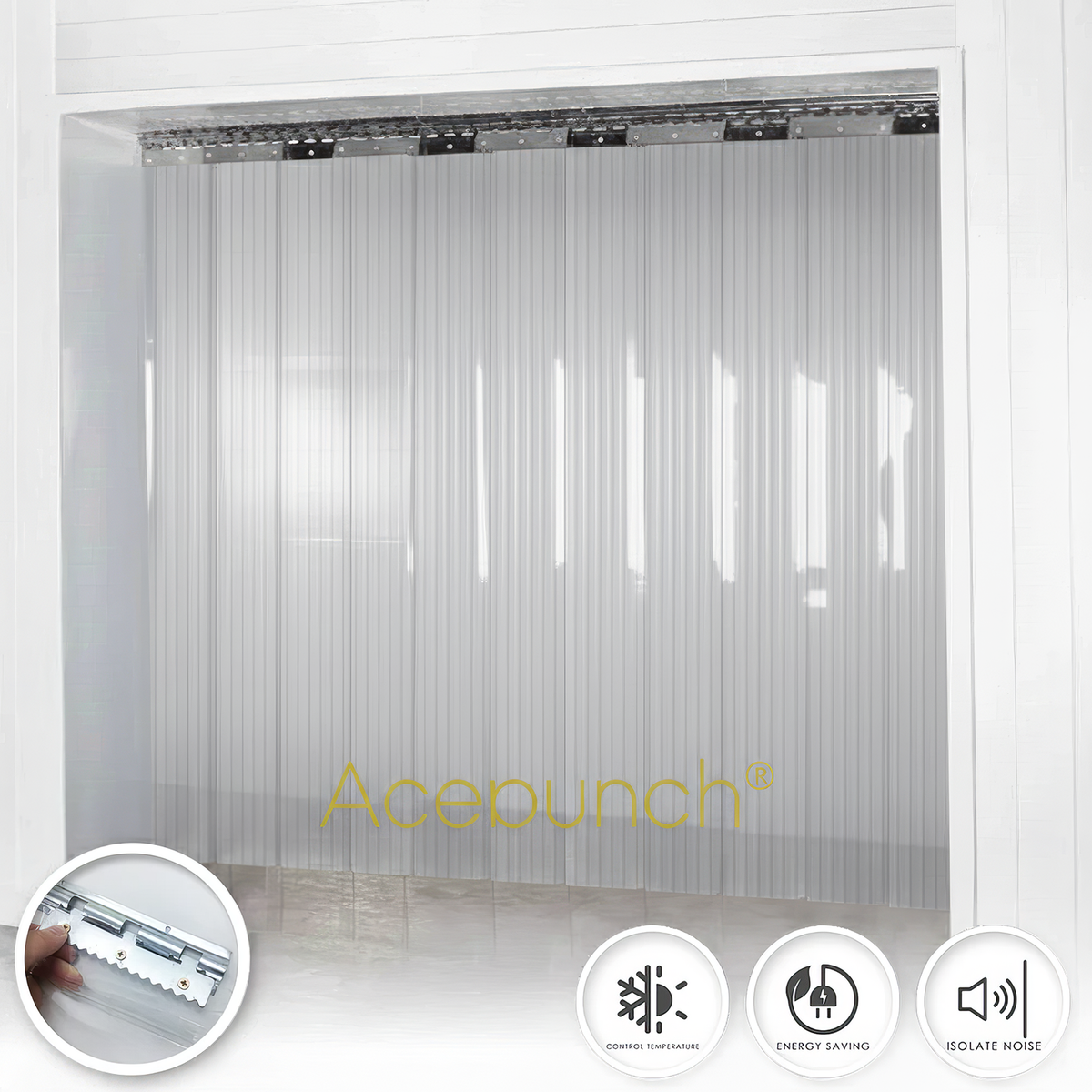 Acepunch 1mm Thick Ribbed PVC Plastic Strip Curtain AP1474 - Clear