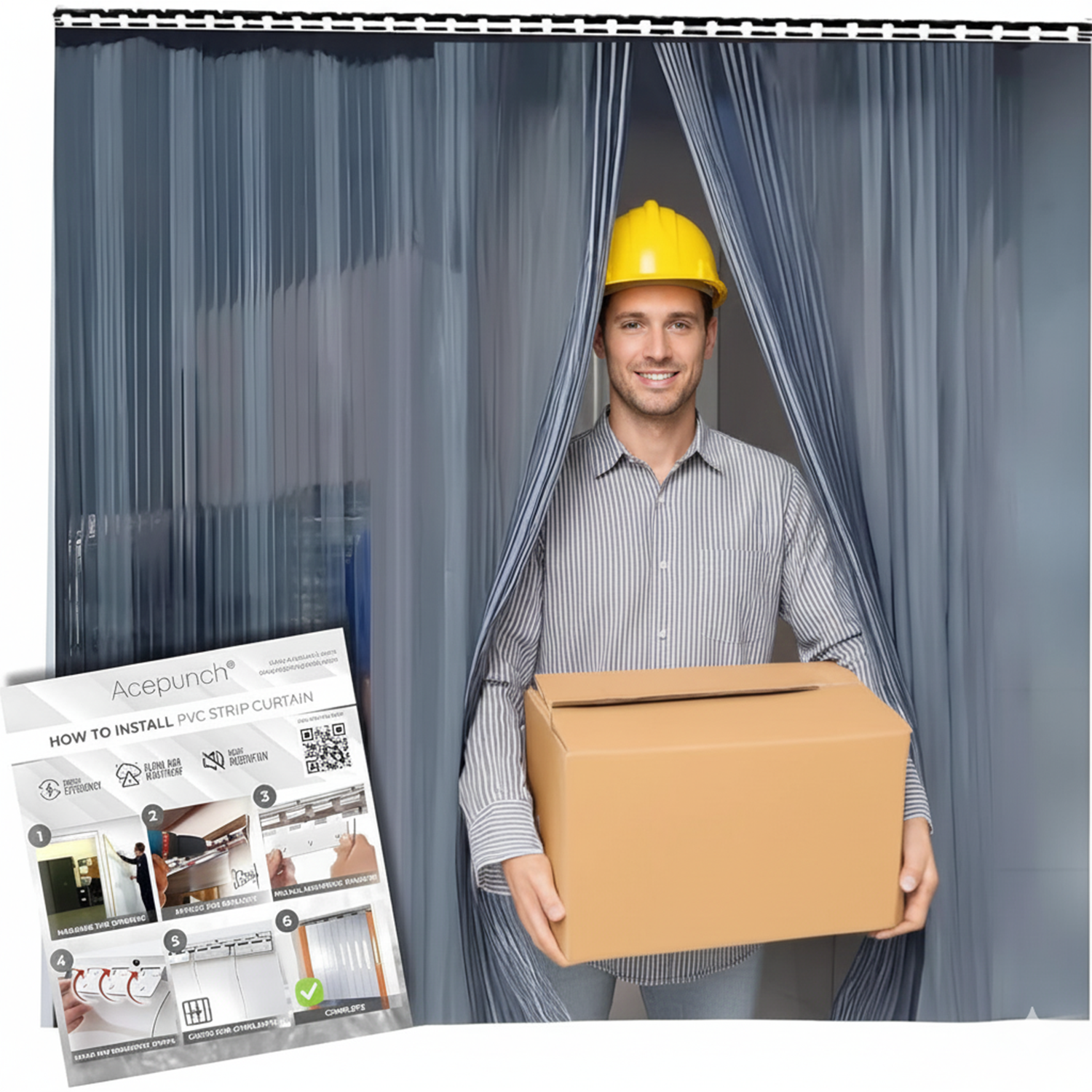 Acepunch 1mm Thick Ribbed PVC Plastic Strip Curtain AP1474 - Clear