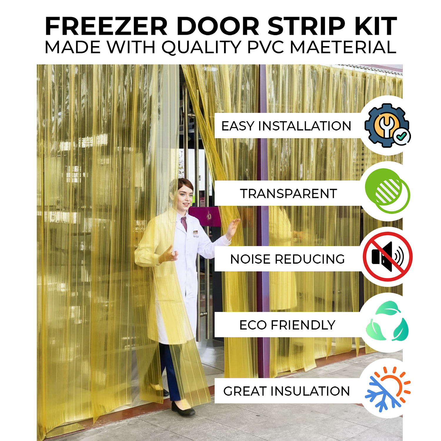 Acepunch 1mm Thick Ribbed PVC Plastic Strip Curtain AP1474 - Yellow