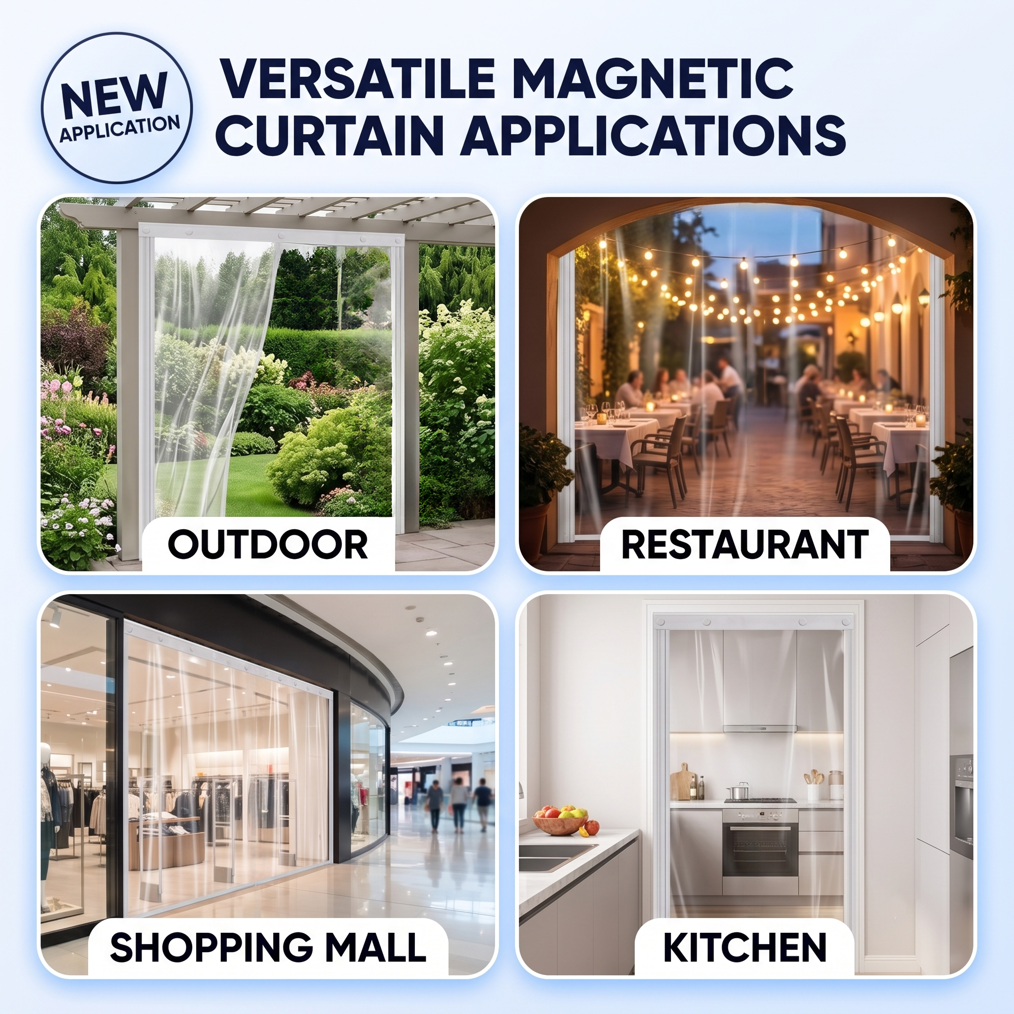 Acepunch PVC Magnetic Door Sliding Curtain With hook and Loop Tape AP1502