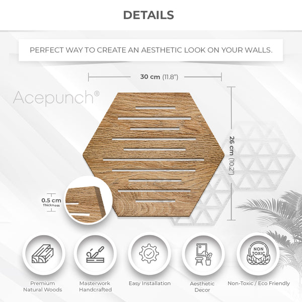 Acepunch Hexagon Waves Wood Style Wall Art Decor - AP1420