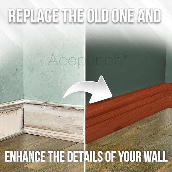 Acepunch Mahogany Rubber Wall Self-Adhesive Textured Finish Premium Baseboard Trim - AP1378
