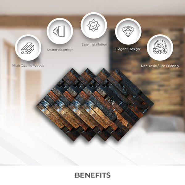 Acepunch Elegant Rustic Vintage Old Ship Hull Texture Grunge Style Reclaimed Wood Wall Art Panel 30 x 30cm (12 x 12in) AP1237