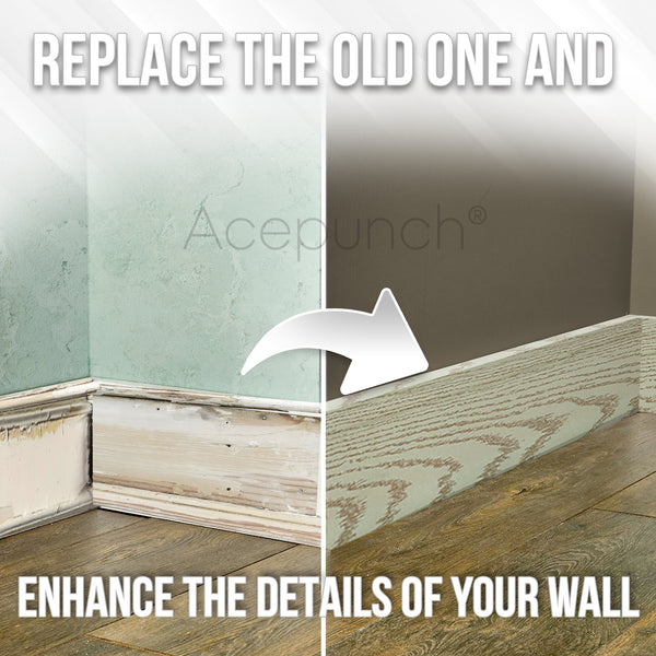 Acepunch Light Timber Rubber Wall Self-Adhesive Textured Finish Premium Baseboard Trim - AP1377