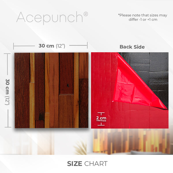 Acepunch 3D Accent Deluxe Nordic Solid Wood Mosaic Wall Art Panel 30 x 30cm (12 x 12in) AP1238