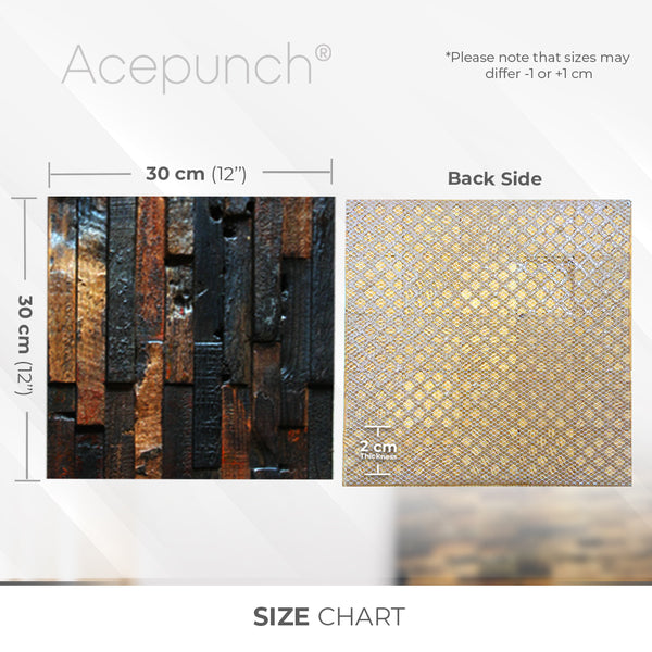Acepunch Elegant Rustic Vintage Old Ship Hull Texture Grunge Style Reclaimed Wood Wall Art Panel 30 x 30cm (12 x 12in) AP1237