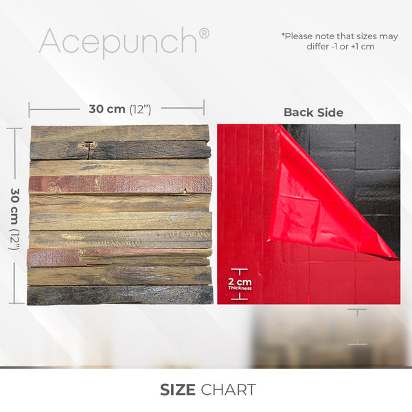 Acepunch Authentic Fine Solid Old Weathered Distressed Style Wood Wall Art Panel 30 x 30cm (12 x 12in) AP1236