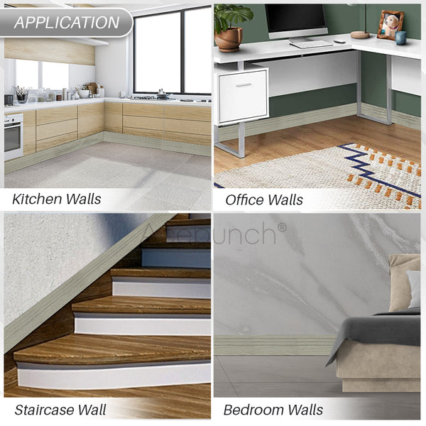 Acepunch Light Timber Rubber Wall Self-Adhesive Textured Finish Premium Baseboard Trim - AP1377