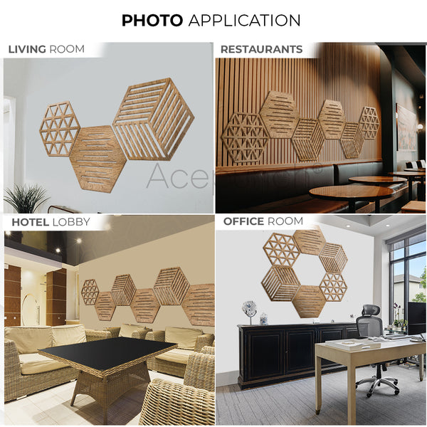 Acepunch Hexagon Isometric Triangle Wood Style Wall Art Decor - AP1421