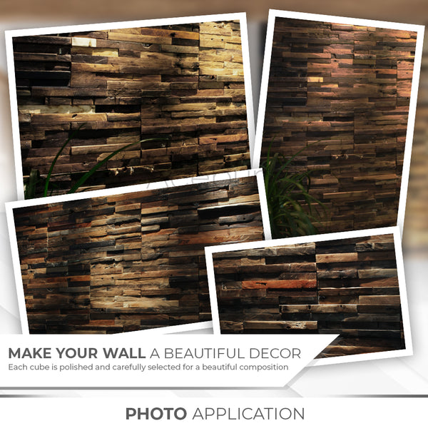 Acepunch Elegant Rustic Vintage Old Ship Hull Texture Grunge Style Reclaimed Wood Wall Art Panel 30 x 30cm (12 x 12in) AP1237