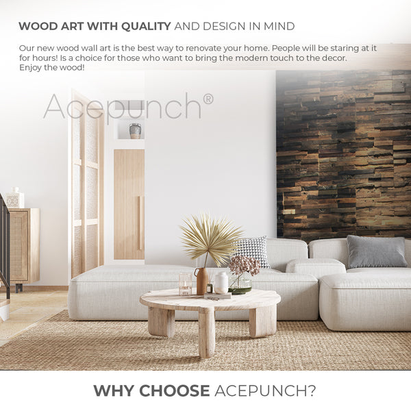 Acepunch Elegant Rustic Vintage Old Ship Hull Texture Grunge Style Reclaimed Wood Wall Art Panel 30 x 30cm (12 x 12in) AP1237