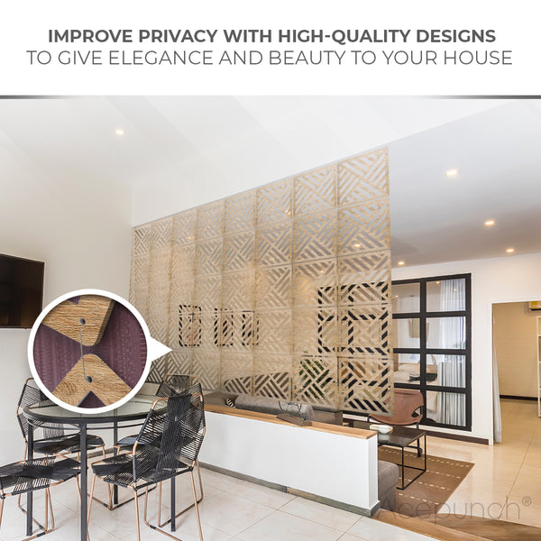 Acepunch Diagonal Stripes Lavish Hanging Wooden DIY Curtain / Room Divider - AP1291