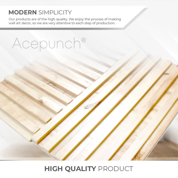 Acepunch Premium Natural Finish Modern Mosaic Style Slatted Wood Wall Art Panel 30 x 30cm (12 x 12in) AP1239