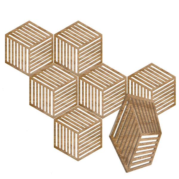 Acepunch Hexagon Isometric Lines Wood Style Wall Art Decor - AP1422