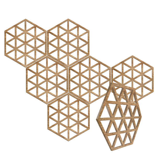 Acepunch Hexagon Isometric Triangle Wood Style Wall Art Decor - AP1421