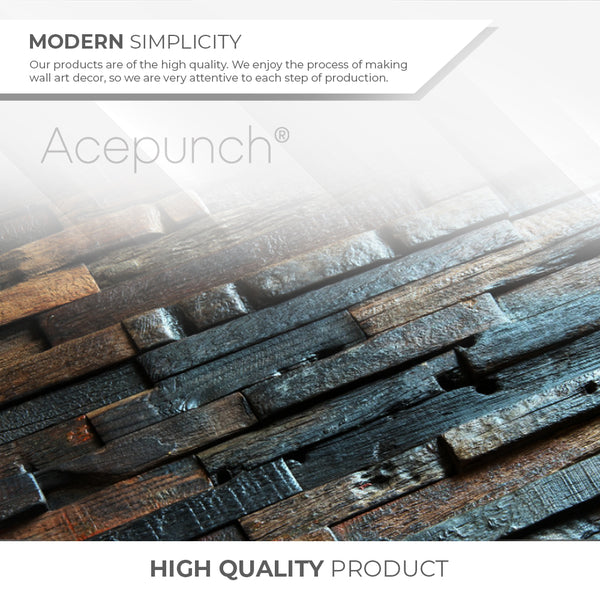 Acepunch Elegant Rustic Vintage Old Ship Hull Texture Grunge Style Reclaimed Wood Wall Art Panel 30 x 30cm (12 x 12in) AP1237