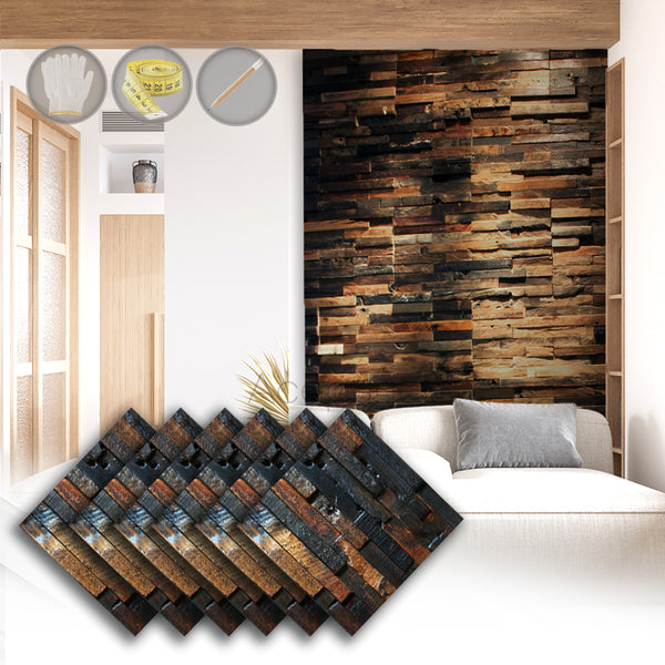 Acepunch Elegant Rustic Vintage Old Ship Hull Texture Grunge Style Reclaimed Wood Wall Art Panel 30 x 30cm (12 x 12in) AP1237