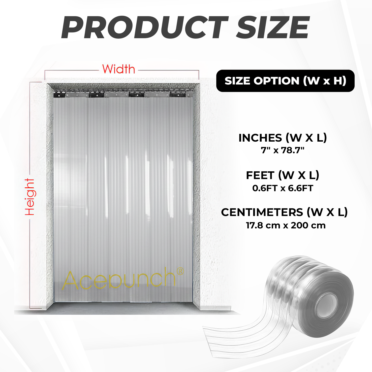 Acepunch 1mm Thick Ribbed PVC Plastic Strip Curtain AP1474 - Clear