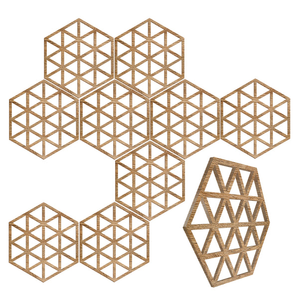 Acepunch Hexagon Isometric Triangle Wood Style Wall Art Decor - AP1421