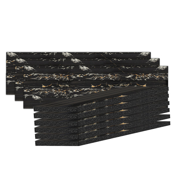 Acepunch Black Marble Rubber Wall Self-Adhesive Textured Finish Premium Baseboard Trim - AP1379