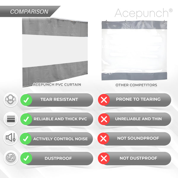 Acepunch Commercial Grade PVC Divider Curtain - Heavy-Duty Waterproof Windproof Partition, Dust Control, Energy-Saving Barrier - AP1446