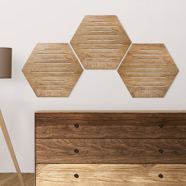 Acepunch Hexagon Waves Wood Style Wall Art Decor - AP1420