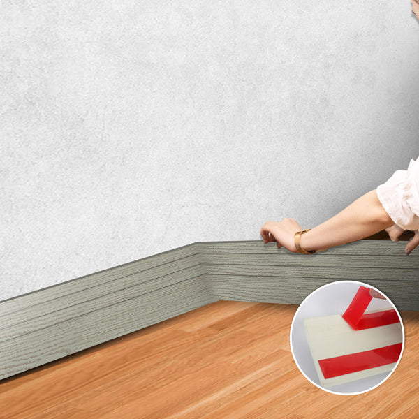 Acepunch Light Timber Rubber Wall Self-Adhesive Textured Finish Premium Baseboard Trim - AP1377
