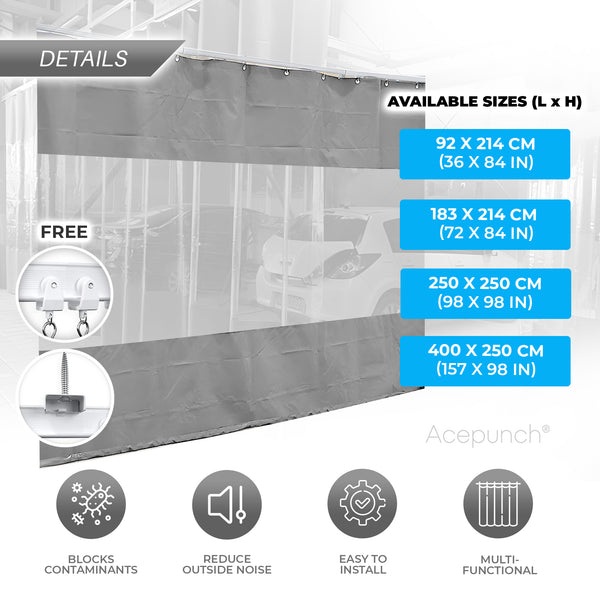 Acepunch Commercial Grade PVC Divider Curtain - Heavy-Duty Waterproof Windproof Partition, Dust Control, Energy-Saving Barrier - AP1446