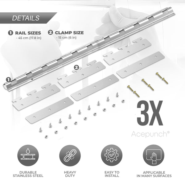 Heavy Duty, Rustproof, Easy to Install Precision Mounting Brackets for Plastic Vinyl Strips - AP1450