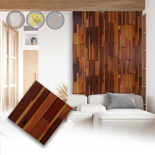 Acepunch 3D Accent Deluxe Nordic Solid Wood Mosaic Wall Art Panel 30 x 30cm (12 x 12in) AP1238