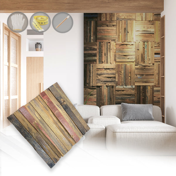 Acepunch Authentic Fine Solid Old Weathered Distressed Style Wood Wall Art Panel 30 x 30cm (12 x 12in) AP1236