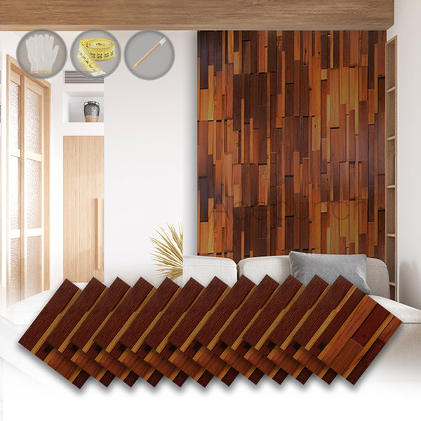 Acepunch 3D Accent Deluxe Nordic Solid Wood Mosaic Wall Art Panel 30 x 30cm (12 x 12in) AP1238