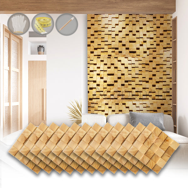 Acepunch Artistic 3D Mosaic Premium Wood Wall Art Panel  30 x 30cm (12 x 12in) AP1254