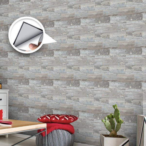 Acepunch Aged Look Lumber Sheet Adhesive Peel and Stick PVC Tile Backsplash - AP1345