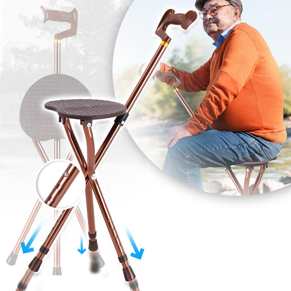 Walking Aid Multifunctional and Adjustable Folding Cane Seat - MO30010