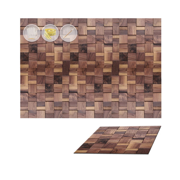 Acepunch Refined Elegance Handcrafted Walnut Mosaic Panel 30 x 30cm (12 x 12in) - AP1363
