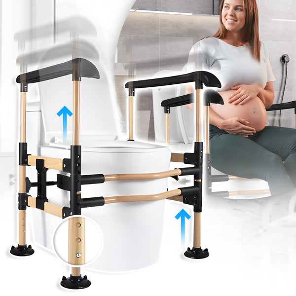 Adjustable Wood Design Secure Toilet Safety Rail for Enhanced Mobility - MO30003