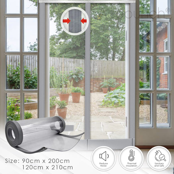 Acepunch Transparent Insulated Outdoor Curtain Strip - Magnetic Thermal Door Cover AP1281